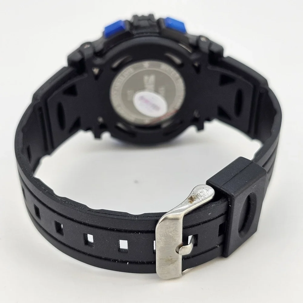 Men's Digital Sport Watch 44MM Black Plastic Bands Day Date New‎ Battery